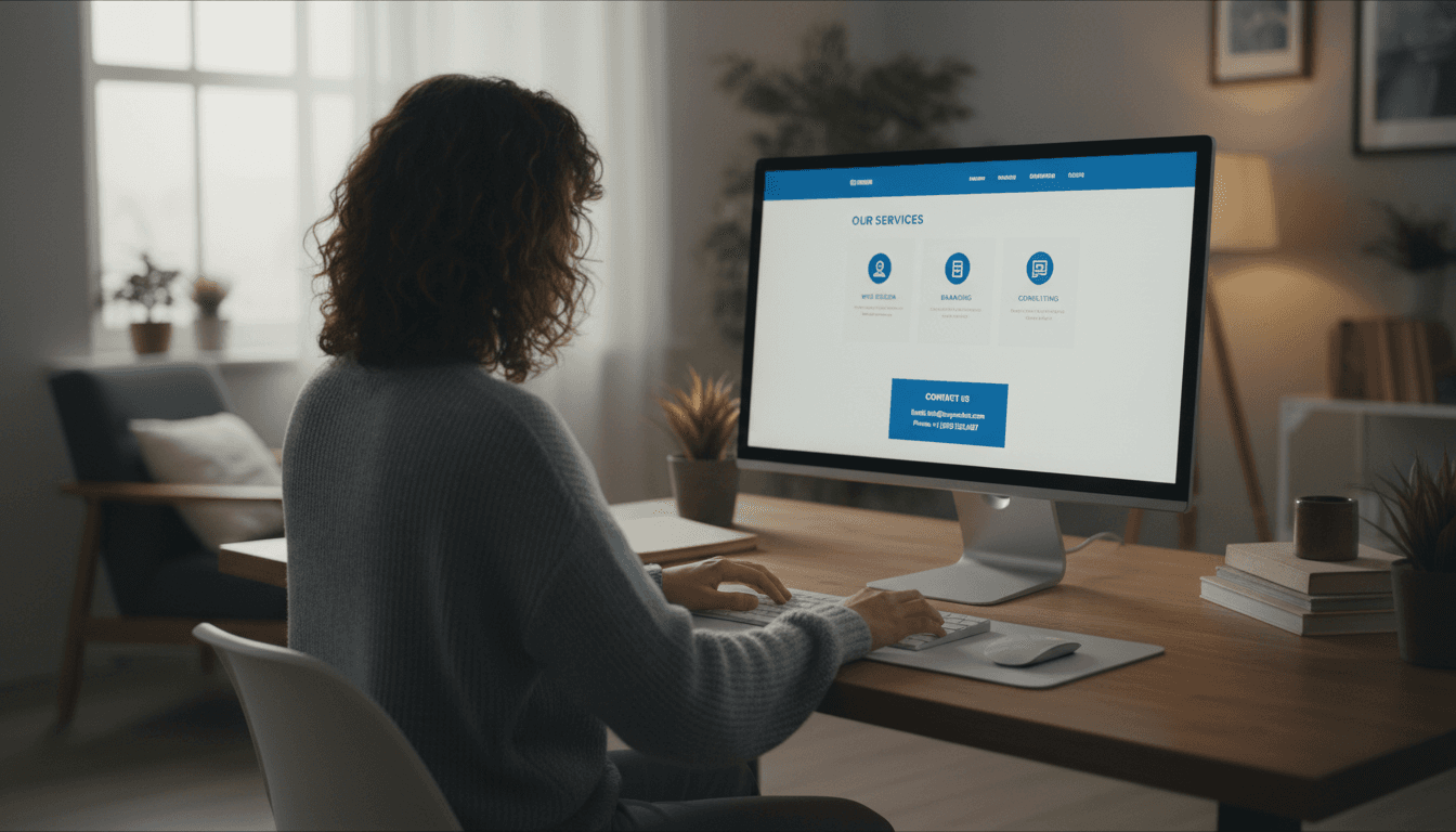 Small business owner viewing their finished website