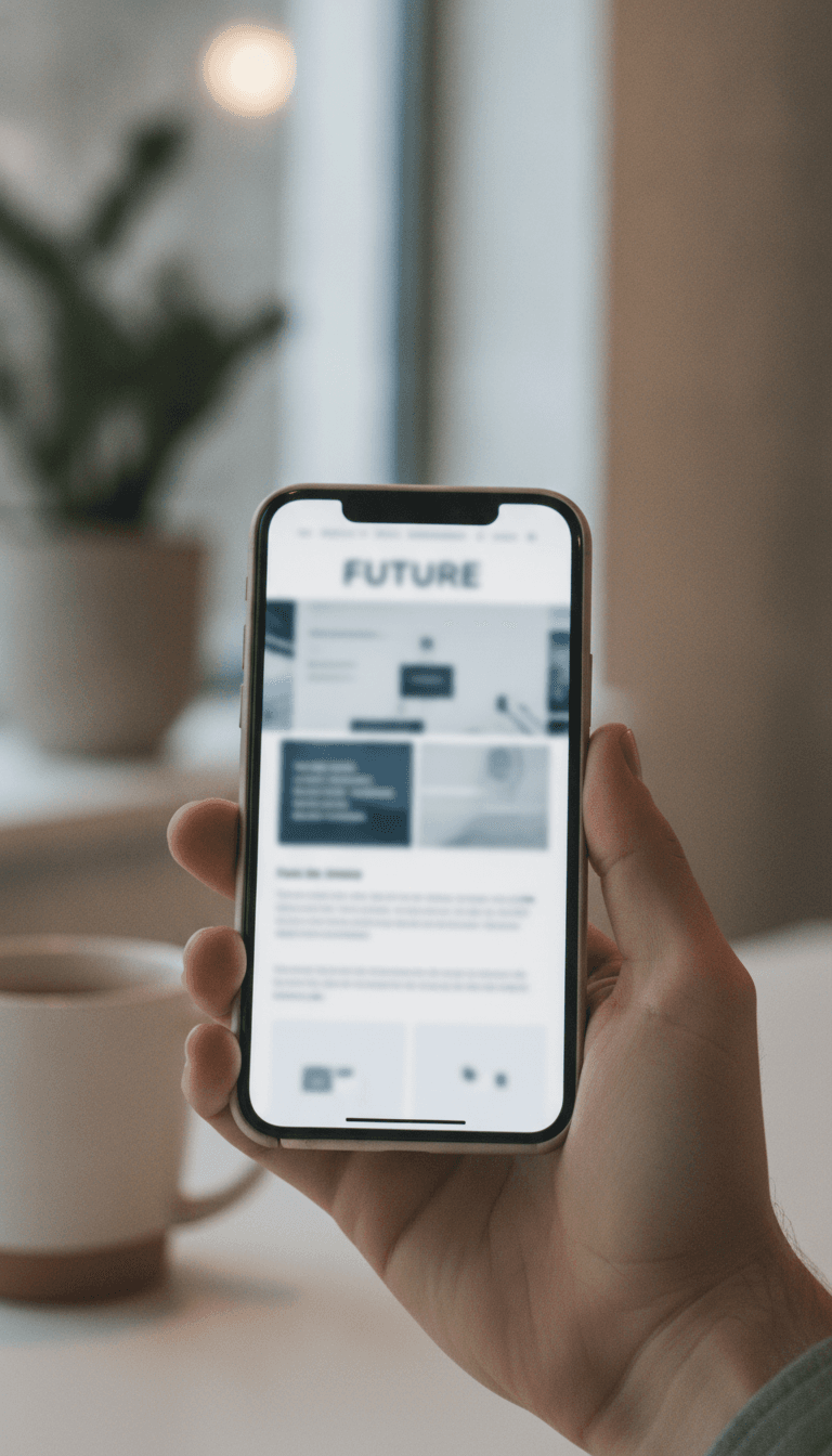 Smartphone showing a mobile website layout