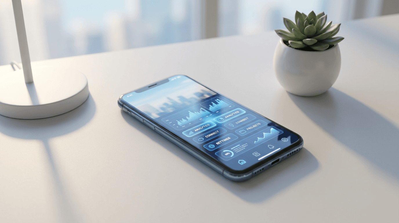 Smartphone showing a contact form in a home office